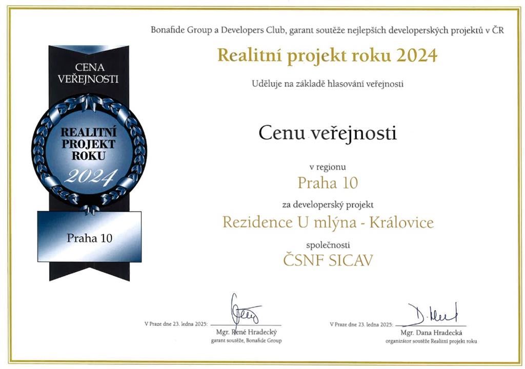 ČSNF SICAV, a.s. OCENĚN PROJEKTEM ROKU 2024